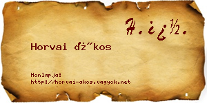 Horvai Ákos névjegykártya